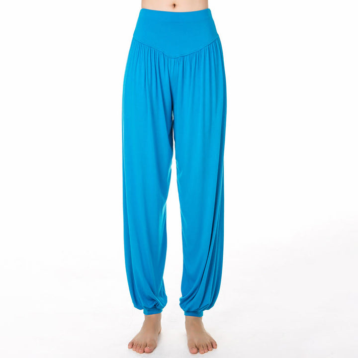 Luźne spodnie haremowe do jogi i tańca z Buddha Stones w jednolitym kolorze - DeepSkyBlue - US12, UK/AU16, EU44 (3XL) - image 19