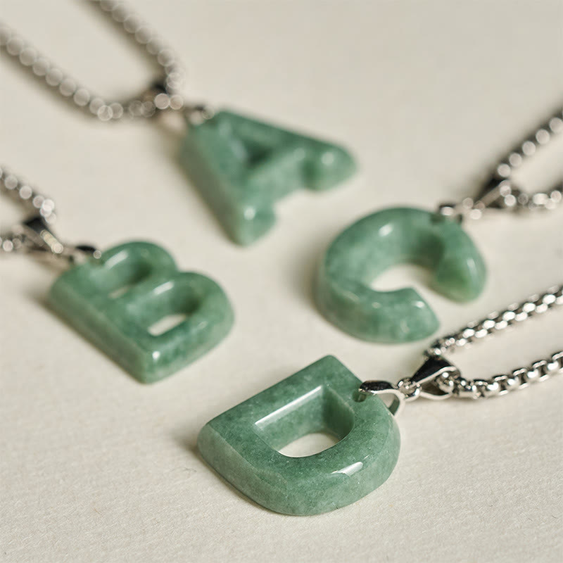 Naszyjnik z szerokim łańcuszkiem z Buddha Stones w kształcie litery AZ z jadeitu i tytanu, z wisiorkiem na znak dobrobytu - image 38