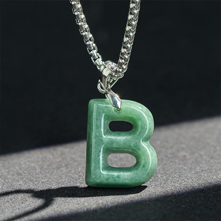 Naszyjnik z szerokim łańcuszkiem z Buddha Stones w kształcie litery AZ z jadeitu i tytanu, z wisiorkiem na znak dobrobytu - image 8