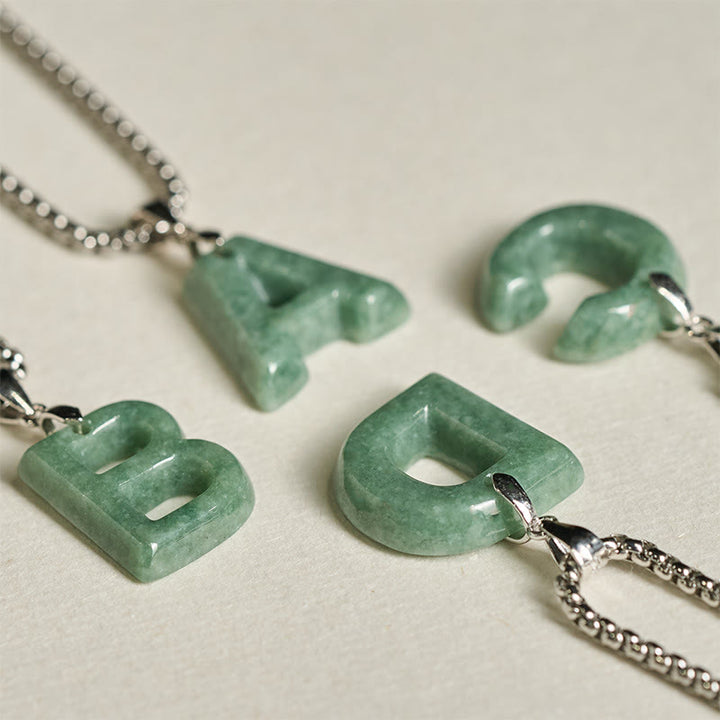 Naszyjnik z szerokim łańcuszkiem z Buddha Stones w kształcie litery AZ z jadeitu i tytanu, z wisiorkiem na znak dobrobytu - image 37