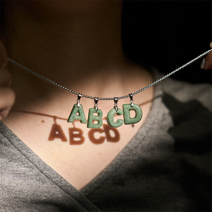 Naszyjnik z szerokim łańcuszkiem z Buddha Stones w kształcie litery AZ z jadeitu i tytanu, z wisiorkiem na znak dobrobytu - image 39