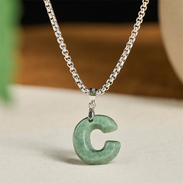 Naszyjnik z szerokim łańcuszkiem z Buddha Stones w kształcie litery AZ z jadeitu i tytanu, z wisiorkiem na znak dobrobytu - C - image 9