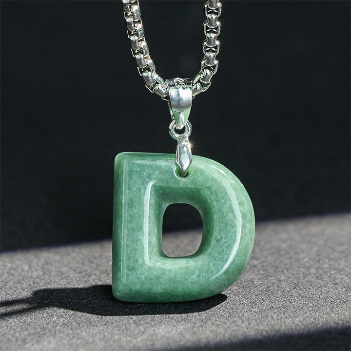 Naszyjnik z szerokim łańcuszkiem z Buddha Stones w kształcie litery AZ z jadeitu i tytanu, z wisiorkiem na znak dobrobytu - image 12