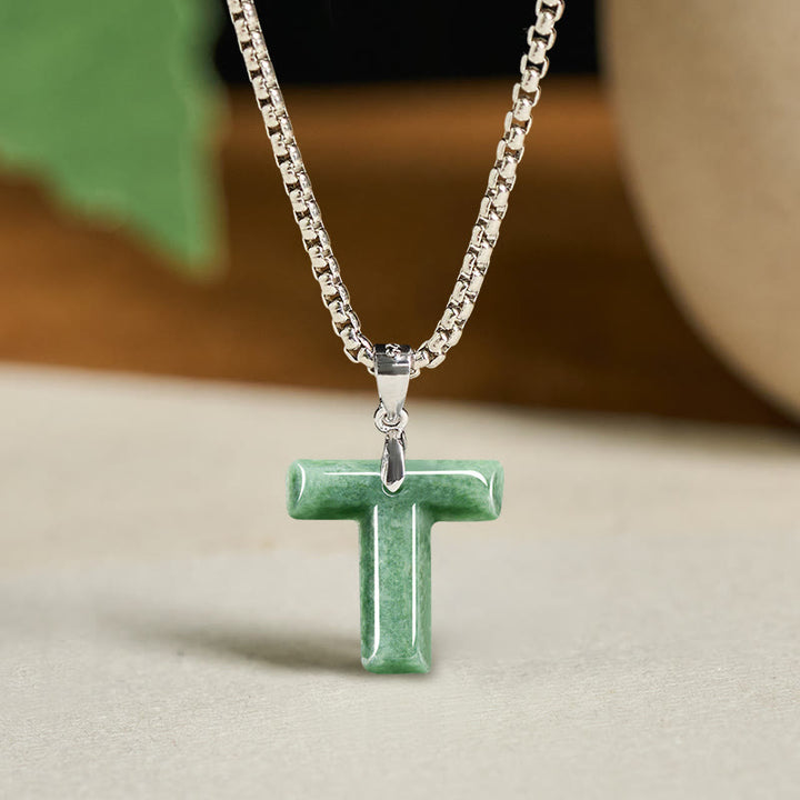 Naszyjnik z szerokim łańcuszkiem z Buddha Stones w kształcie litery AZ z jadeitu i tytanu, z wisiorkiem na znak dobrobytu - image 28