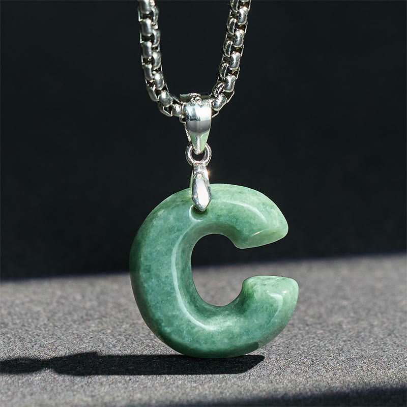 Naszyjnik z szerokim łańcuszkiem z Buddha Stones w kształcie litery AZ z jadeitu i tytanu, z wisiorkiem na znak dobrobytu - image 10