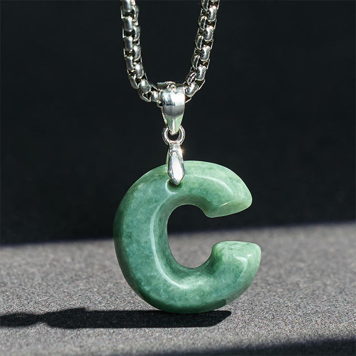 Naszyjnik z szerokim łańcuszkiem z Buddha Stones w kształcie litery AZ z jadeitu i tytanu, z wisiorkiem na znak dobrobytu - image 10