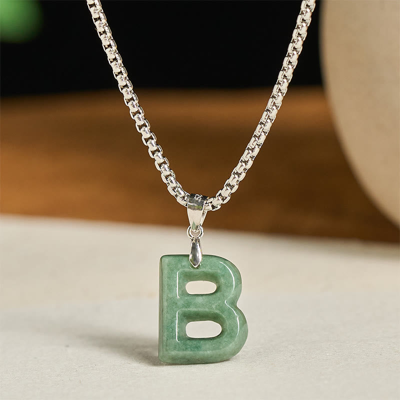 Naszyjnik z szerokim łańcuszkiem z Buddha Stones w kształcie litery AZ z jadeitu i tytanu, z wisiorkiem na znak dobrobytu - B - image 7