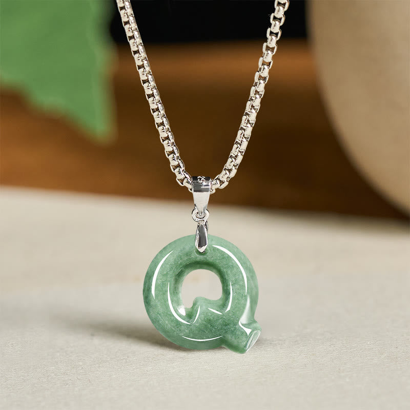 Naszyjnik z szerokim łańcuszkiem z Buddha Stones w kształcie litery AZ z jadeitu i tytanu, z wisiorkiem na znak dobrobytu - Q - image 25