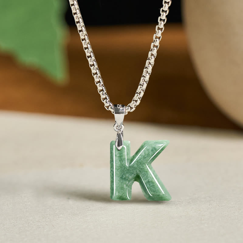 Naszyjnik z szerokim łańcuszkiem z Buddha Stones w kształcie litery AZ z jadeitu i tytanu, z wisiorkiem na znak dobrobytu - K - image 19