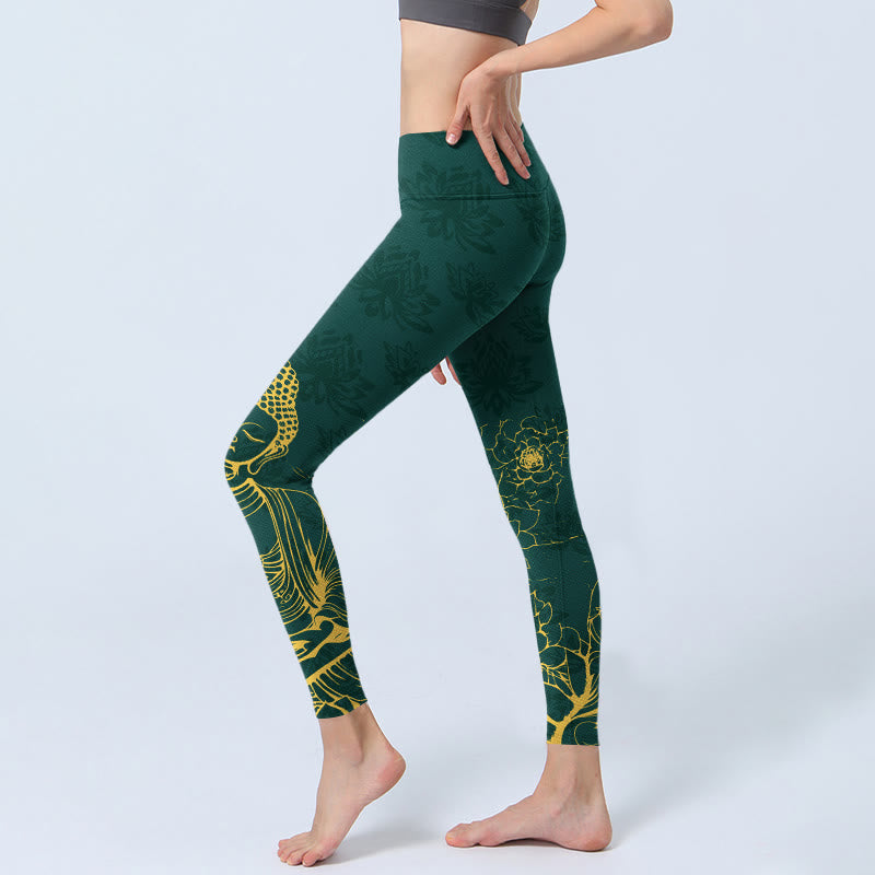 Legginsy do jogi damskie z nadrukiem w kamienie buddyjskie , Buddha Stones - image 2