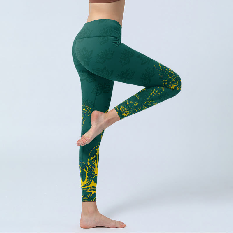 Legginsy do jogi damskie z nadrukiem w kamienie buddyjskie , Buddha Stones - image 3