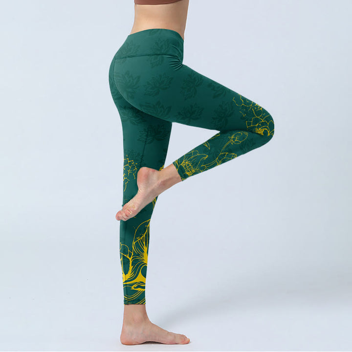 Legginsy do jogi damskie z nadrukiem w kamienie buddyjskie , Buddha Stones - image 3