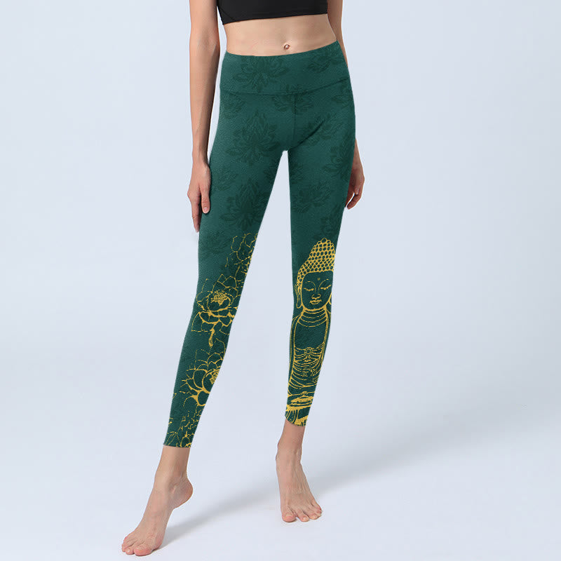 Legginsy do jogi damskie z nadrukiem w kamienie buddyjskie , Buddha Stones - image 5