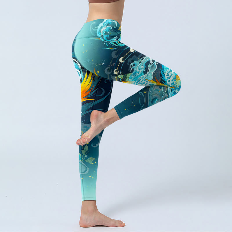 Legginsy do jogi damskie z nadrukiem w kwiaty Phoenix Cloud Pattern, Buddha Stones , marzycielskie i żywe - image 3