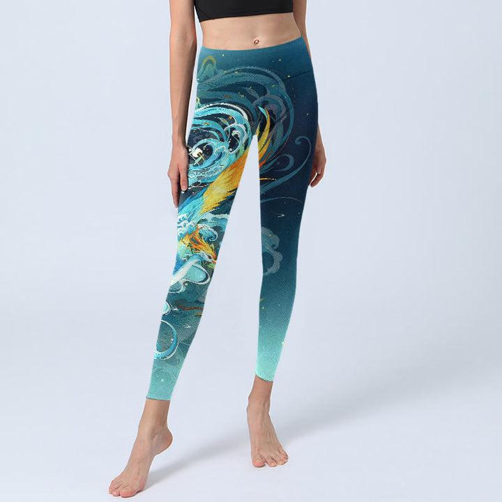 Legginsy do jogi damskie z nadrukiem w kwiaty Phoenix Cloud Pattern, Buddha Stones , marzycielskie i żywe - image 5