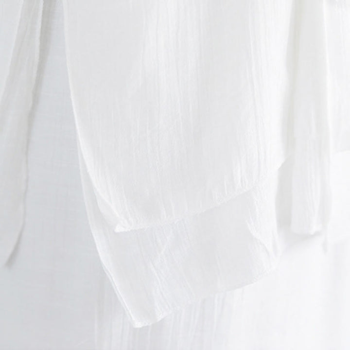 Buddha Stones, 2 szt., jednolity kolor, biała koszula z żabą i guzikami, szerokie nogawki, spodnie do medytacji i zen, zestaw damski - image 13