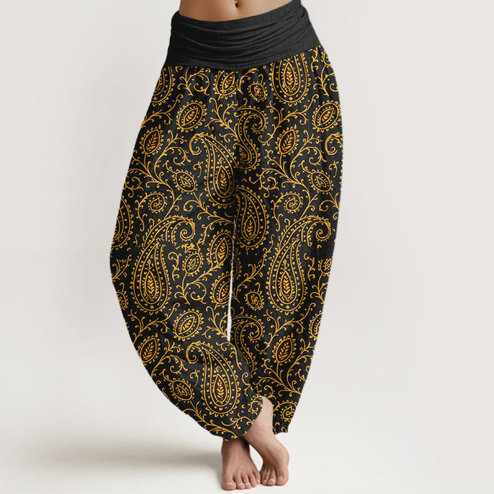 Buddha Stones damskie z elastyczną talią i bawełnianą podszewką w jaskrawym kolorze z motywem paisley - Czarny - US16, UK/AU20, EU48 (3XL) - image 8