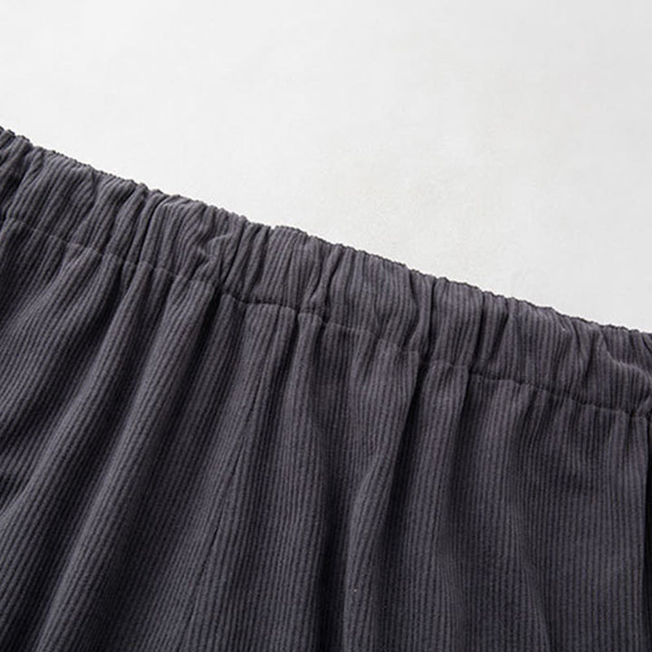 Spodnie sztruksowe męskie z kieszeniami i ściągaczem w kolorze Buddha Stones , z gładką elastyczną talią - image 3