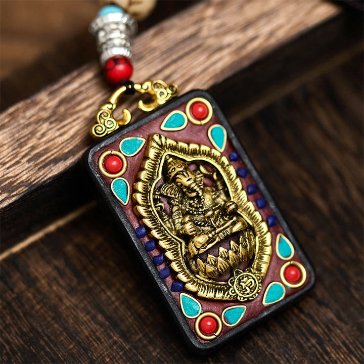 Buddha Stones Ganesh Ganpati, słonia z hebanowego drewna i sznurka - Styl D - image 24