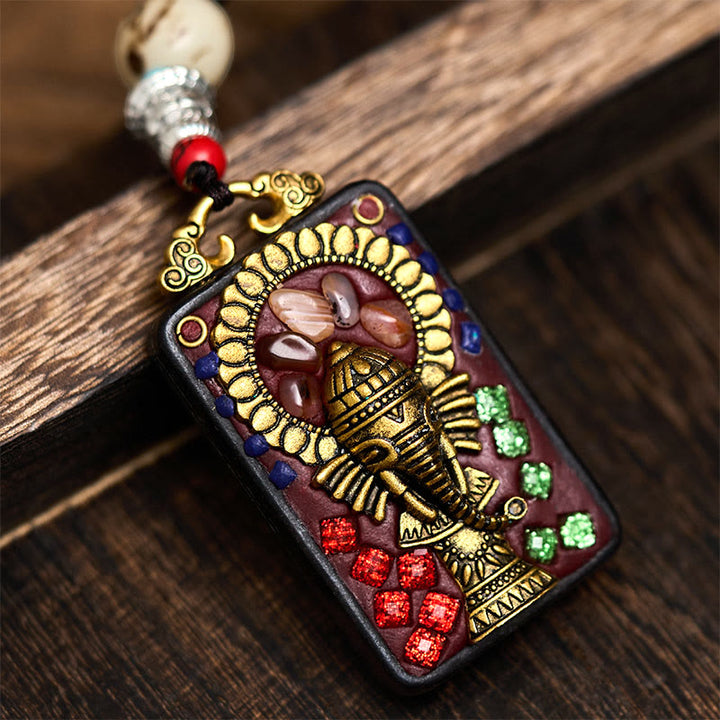 Buddha Stones Ganesh Ganpati, słonia z hebanowego drewna i sznurka - Styl C - image 17