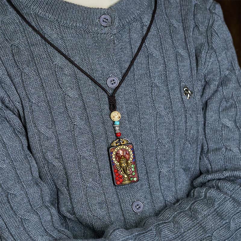 Buddha Stones Ganesh Ganpati, słonia z hebanowego drewna i sznurka - image 23