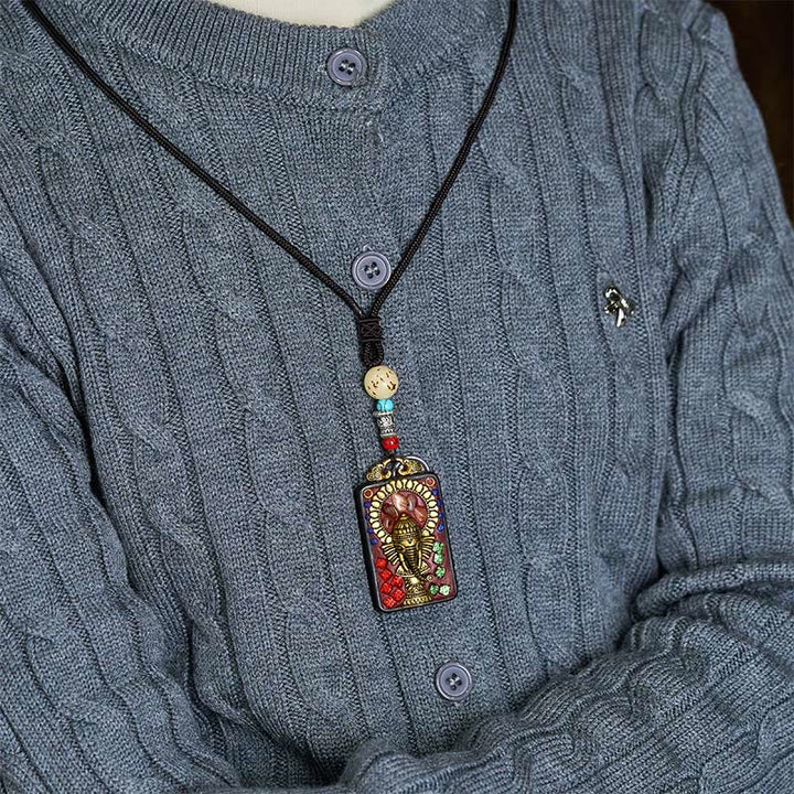 Buddha Stones Ganesh Ganpati, słonia z hebanowego drewna i sznurka - image 23