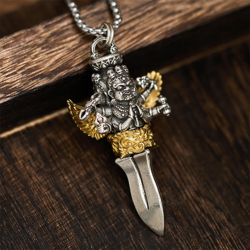 Naszyjnik z Buddha Stones, tybetański Vajra, trzy głowy, sześć ramion, miedziany, uzdrawiający, duchowy, z wisiorkiem - Wadżra - image 0