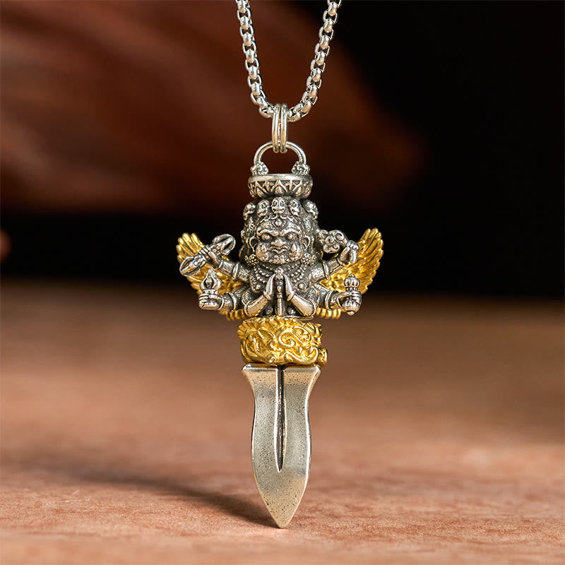 Naszyjnik z Buddha Stones, tybetański Vajra, trzy głowy, sześć ramion, miedziany, uzdrawiający, duchowy, z wisiorkiem - image 3