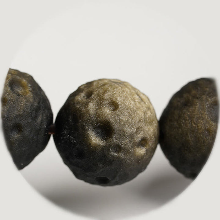 Bransoletka ochronna z Buddha Stones, naturalny srebrny połysk obsydianu, złoty połysk, okrągłe koraliki obsydianu - image 12