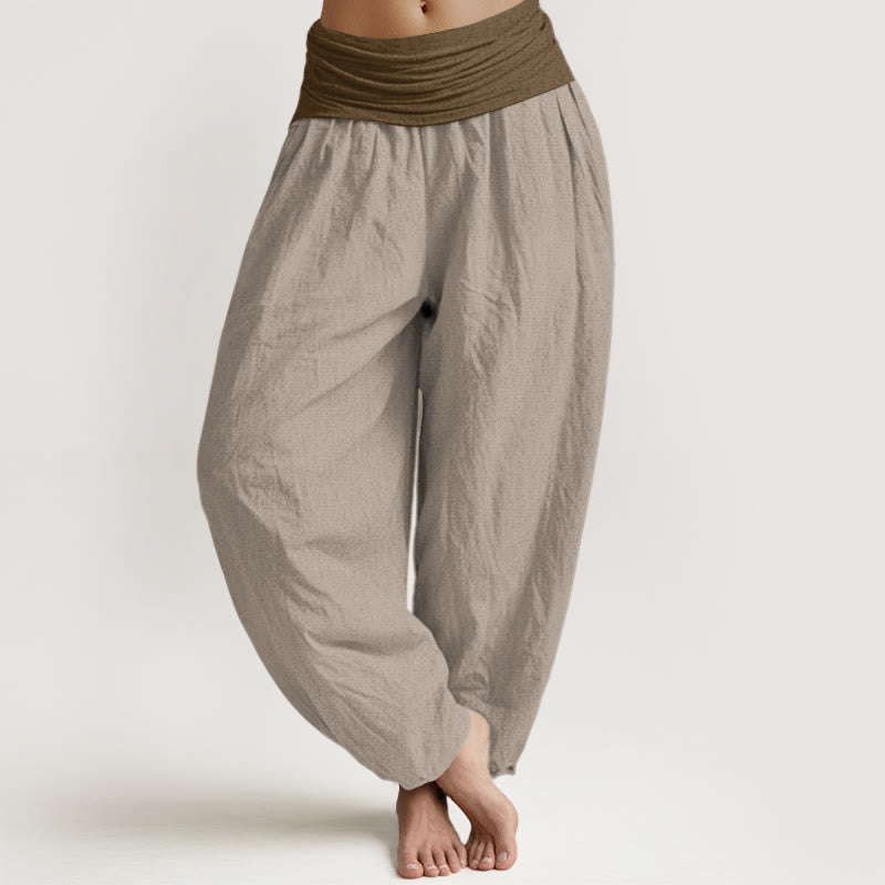 Spodnie harem damskie z elastycznym pasem i bawełny w kolorze czarnym, zielonym i brązowym z Buddha Stones - Dębnik - US16, UK/AU20, EU48 (3XL) - image 8