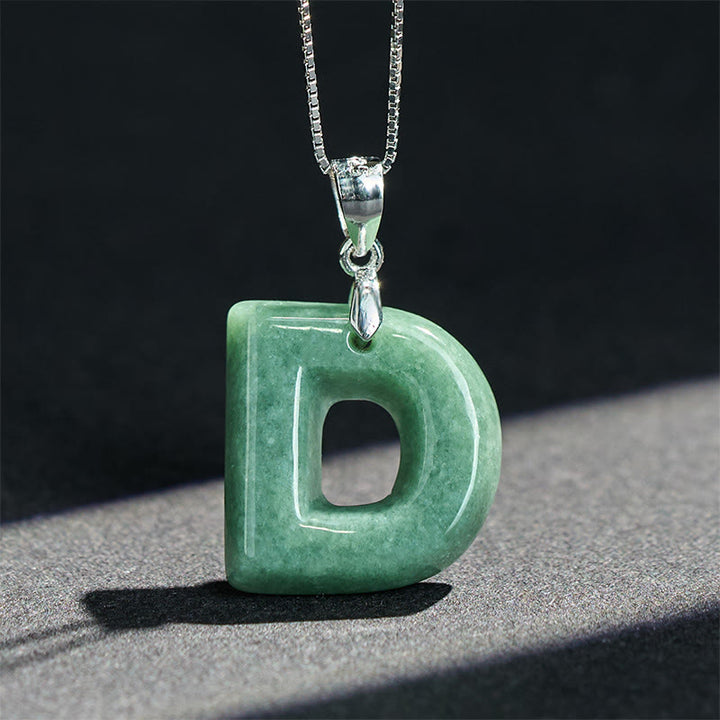 Naszyjnik z wisiorkiem "Prosperity" z naturalnym jadeitem w kształcie litery AZ, wykonany ze srebra próby 925 i srebra próby 925. - image 25