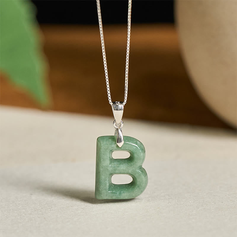 Naszyjnik z wisiorkiem "Prosperity" z naturalnym jadeitem w kształcie litery AZ, wykonany ze srebra próby 925 i srebra próby 925. - B - image 9