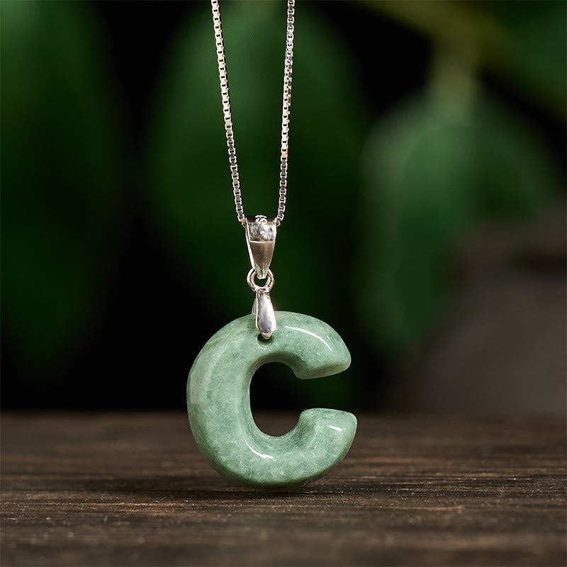 Naszyjnik z wisiorkiem "Prosperity" z naturalnym jadeitem w kształcie litery AZ, wykonany ze srebra próby 925 i srebra próby 925. - image 17