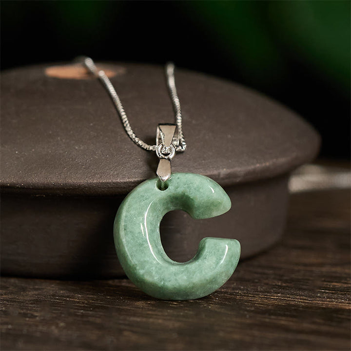 Naszyjnik z wisiorkiem "Prosperity" z naturalnym jadeitem w kształcie litery AZ, wykonany ze srebra próby 925 i srebra próby 925. - image 18