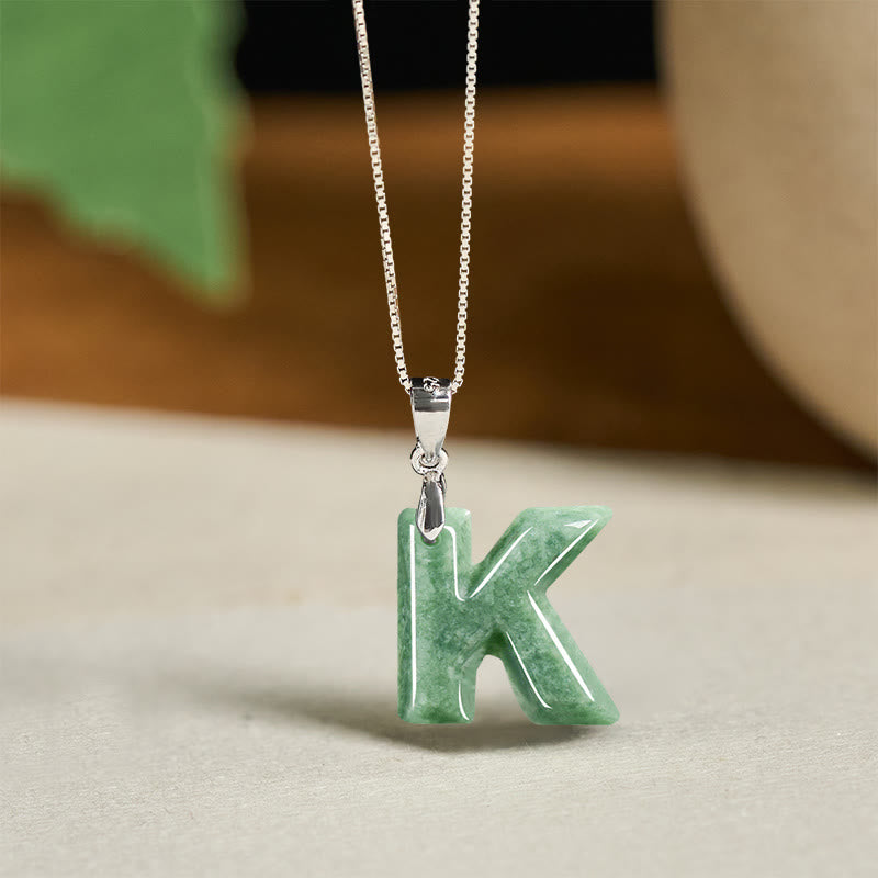 Naszyjnik z wisiorkiem "Prosperity" z naturalnym jadeitem w kształcie litery AZ, wykonany ze srebra próby 925 i srebra próby 925. - K - image 34