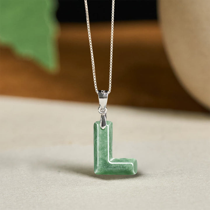 Naszyjnik z wisiorkiem "Prosperity" z naturalnym jadeitem w kształcie litery AZ, wykonany ze srebra próby 925 i srebra próby 925. - L - image 35