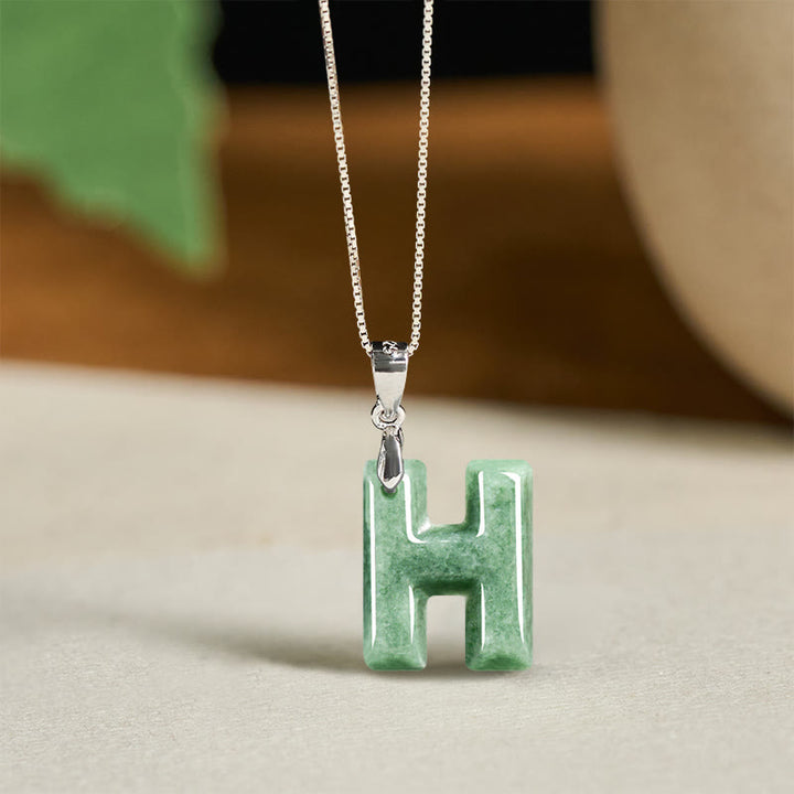 Naszyjnik z wisiorkiem "Prosperity" z naturalnym jadeitem w kształcie litery AZ, wykonany ze srebra próby 925 i srebra próby 925. - H - image 31