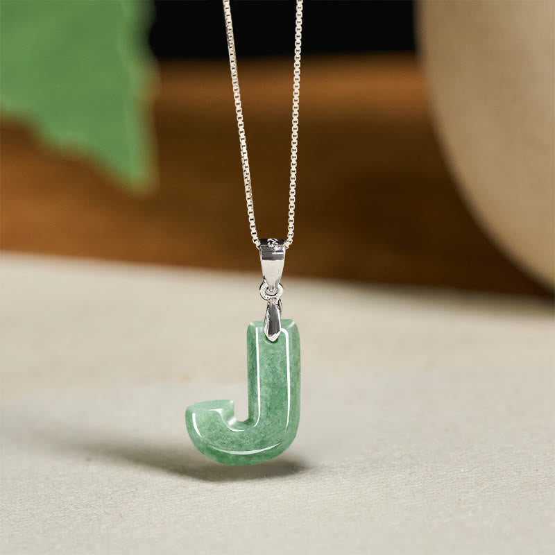 Naszyjnik z wisiorkiem "Prosperity" z naturalnym jadeitem w kształcie litery AZ, wykonany ze srebra próby 925 i srebra próby 925. - J - image 33