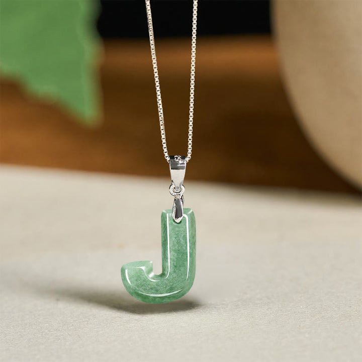 Naszyjnik z wisiorkiem "Prosperity" z naturalnym jadeitem w kształcie litery AZ, wykonany ze srebra próby 925 i srebra próby 925. - J - image 33