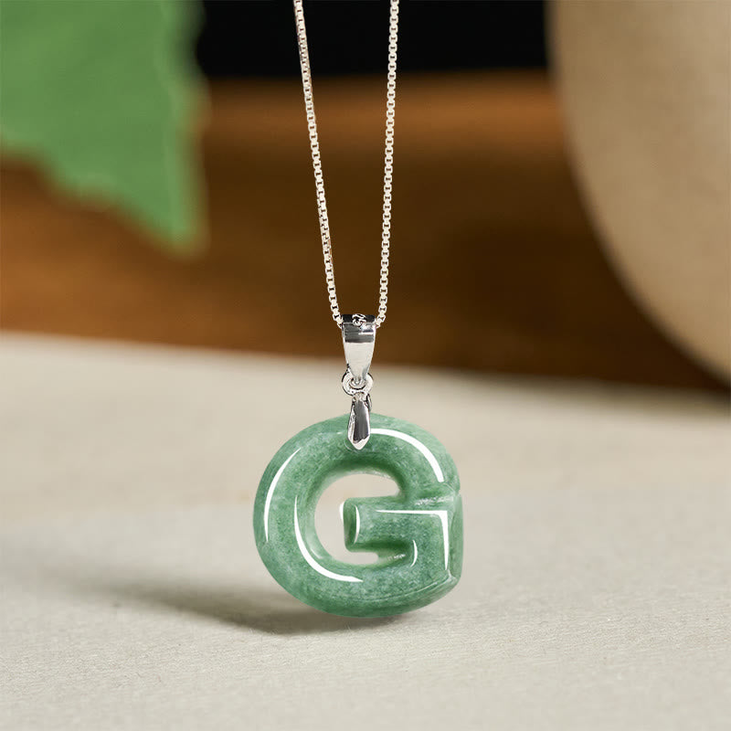 Naszyjnik z wisiorkiem "Prosperity" z naturalnym jadeitem w kształcie litery AZ, wykonany ze srebra próby 925 i srebra próby 925. - G - image 30