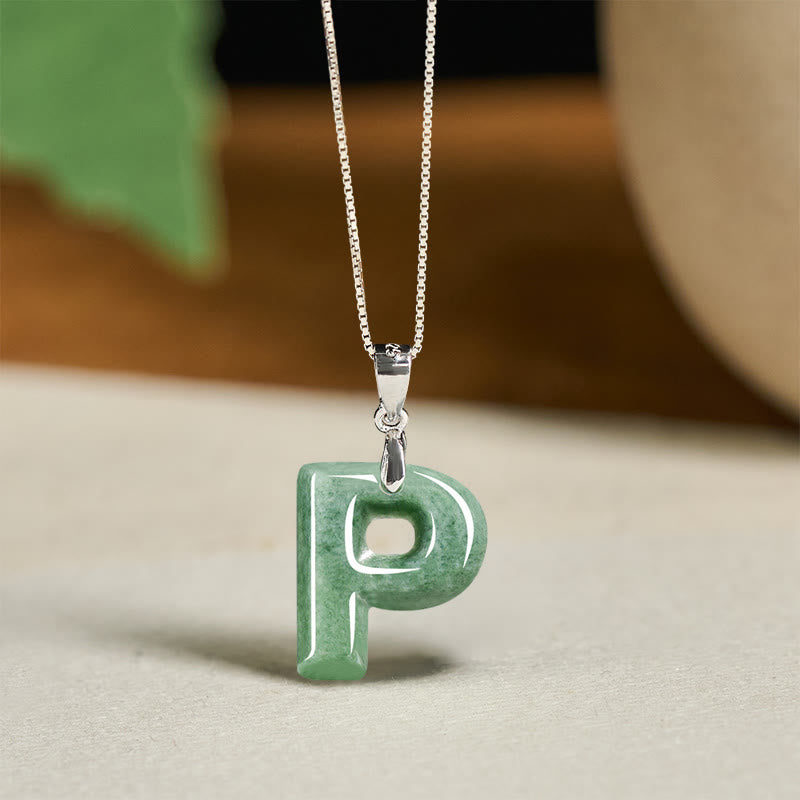 Naszyjnik z wisiorkiem "Prosperity" z naturalnym jadeitem w kształcie litery AZ, wykonany ze srebra próby 925 i srebra próby 925. - P - image 39