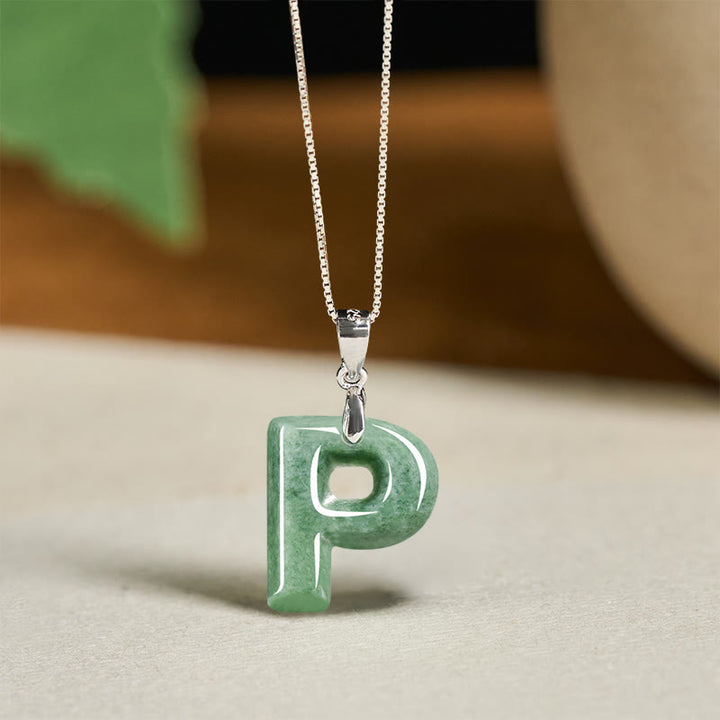 Naszyjnik z wisiorkiem "Prosperity" z naturalnym jadeitem w kształcie litery AZ, wykonany ze srebra próby 925 i srebra próby 925. - P - image 39