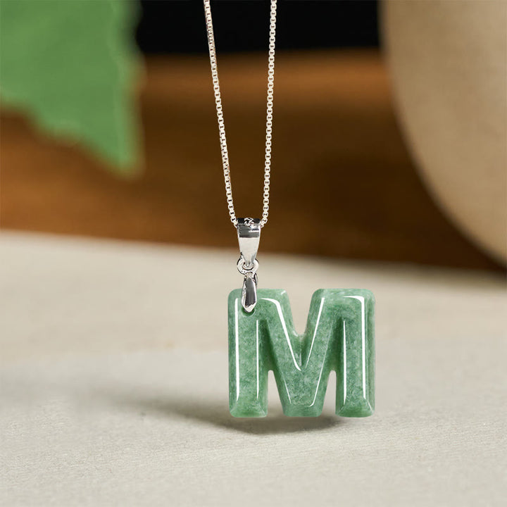 Naszyjnik z wisiorkiem "Prosperity" z naturalnym jadeitem w kształcie litery AZ, wykonany ze srebra próby 925 i srebra próby 925. - M - image 36