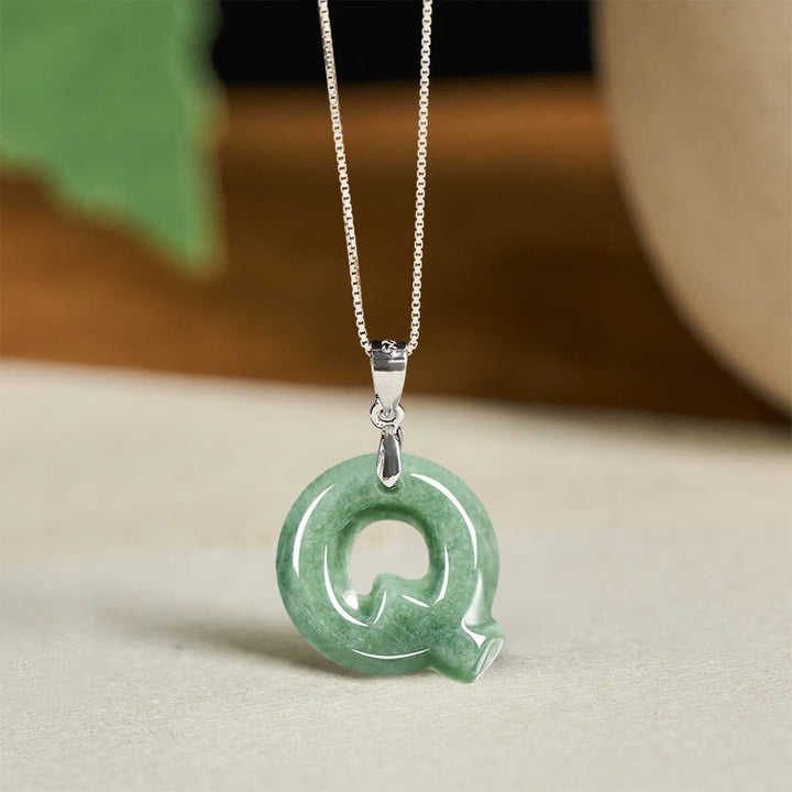 Naszyjnik z wisiorkiem "Prosperity" z naturalnym jadeitem w kształcie litery AZ, wykonany ze srebra próby 925 i srebra próby 925. - Q - image 40