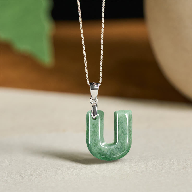 Naszyjnik z wisiorkiem "Prosperity" z naturalnym jadeitem w kształcie litery AZ, wykonany ze srebra próby 925 i srebra próby 925. - U - image 44