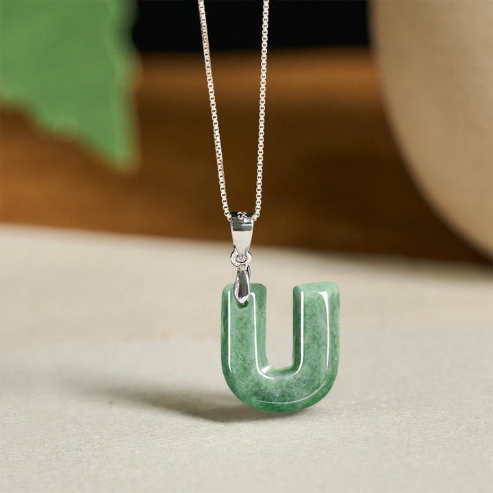 Naszyjnik z wisiorkiem "Prosperity" z naturalnym jadeitem w kształcie litery AZ, wykonany ze srebra próby 925 i srebra próby 925. - U - image 44