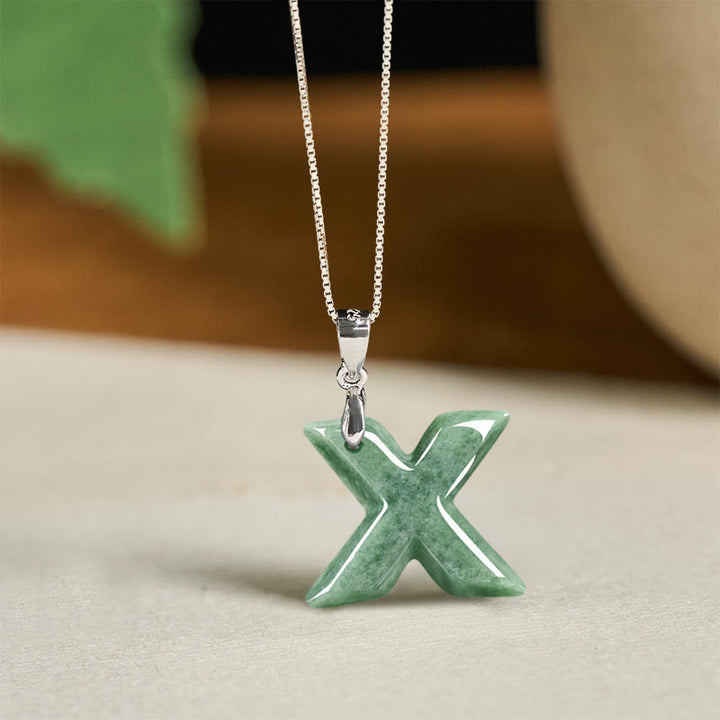 Naszyjnik z wisiorkiem "Prosperity" z naturalnym jadeitem w kształcie litery AZ, wykonany ze srebra próby 925 i srebra próby 925. - X - image 47