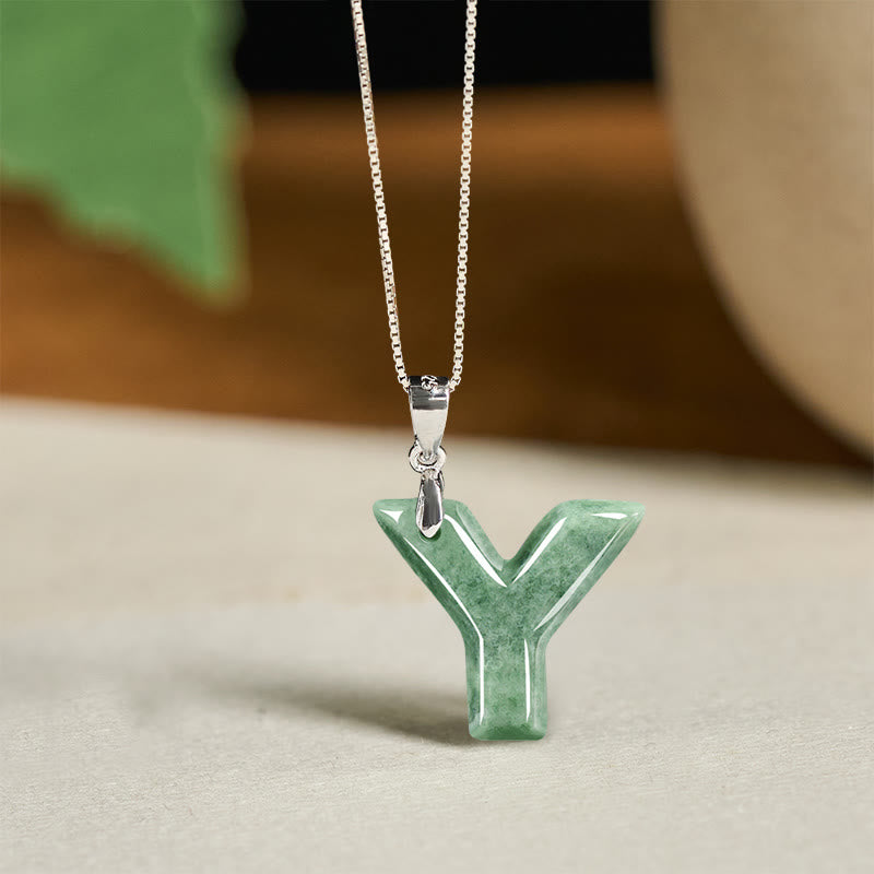 Naszyjnik z wisiorkiem "Prosperity" z naturalnym jadeitem w kształcie litery AZ, wykonany ze srebra próby 925 i srebra próby 925. - Y - image 48