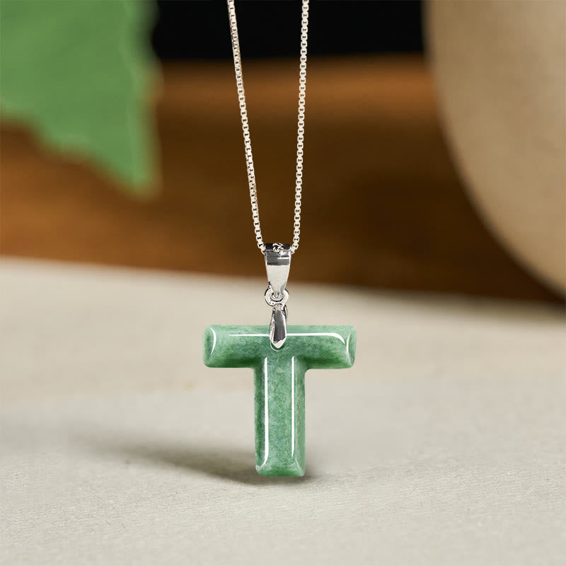 Naszyjnik z wisiorkiem "Prosperity" z naturalnym jadeitem w kształcie litery AZ, wykonany ze srebra próby 925 i srebra próby 925. - T - image 43