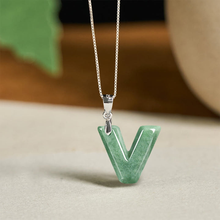 Naszyjnik z wisiorkiem "Prosperity" z naturalnym jadeitem w kształcie litery AZ, wykonany ze srebra próby 925 i srebra próby 925. - V - image 45